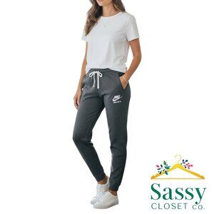 ✨ NIKE Charcoal Heathered Joggers Small EUC Cotton Stretch Lounge 👟